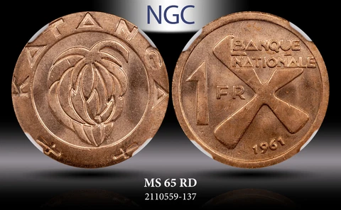 1961 KATANGA (CONGO) FRANC NGC MS 65 RD #K Cover