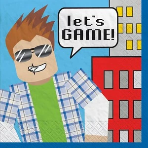 Party Town Video Game Theme Kids Birthday Party Paper Beverage Napkins - Picture 1 of 1