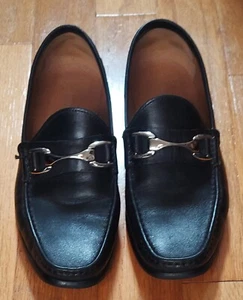 SAKS FIFTH AVENUE "DONATO" MEN'S BLACK LEATHER MOC HORSEBIT LOAFERS SIZE 9.5 M - Picture 1 of 12