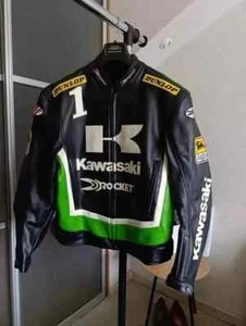 Kawasaki Motorcycle Racing Leather Biker Jacket MOTOGP Motorbike Biking Jackets - Picture 1 of 3