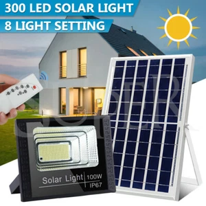 100W 300 LED Solar Street Flood Light +Remote Outdoor Garden Wall Security Lamp - Picture 1 of 12