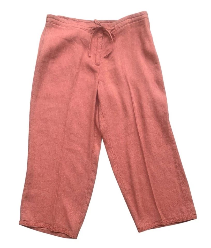 Pantalones para mujer Jill mezcla de lino con cordón cintura dobladillo bordado talla pequeña 8 Foto 1 de 4