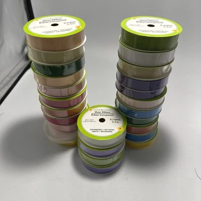 #1S-5 Rolls Assorted Satin Ribbon 6 Yd x 5/8" Scrapbook,Gift Bow,Decorating - Image 1 of 4
