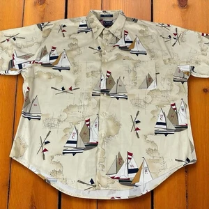 Chaps Ralph Lauren Shirt Mens XL (Fits XL/2XL) Sailing Nautical Map Vintage T476 - Picture 1 of 9
