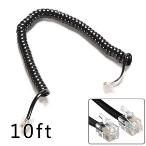 3Meter Telephone Handset Cord Black Coiled Phone Cord Cable Landline Extension M - Bild 1 von 6