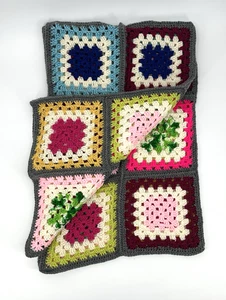 HANDMADE GRANNY SQUARE quilt blanket afghan throw crochet colorful 48 X 76 - Picture 1 of 6