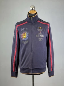 Maglione AERONAUTICA MILITARE Squadrone Ricamato Rosso Navy Full Zip Taglia L - Foto 1 di 13