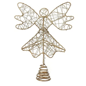 Santa's Helper Christmas Tree Metal Angel Topper Holiday Decoration 25cm - Picture 1 of 2