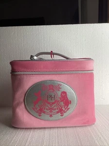 Paris Hilton Cosmetic Bag Pink Velour Makeup Travel Bag Storage Train Case - Picture 1 of 5