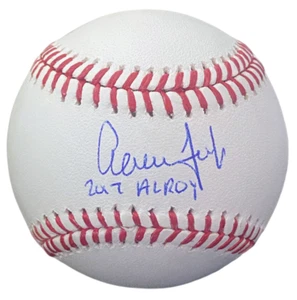 Aaron Judge Autographed "2017 AL ROY" Yankees Official MLB Baseball Fanatics - Picture 1 of 3