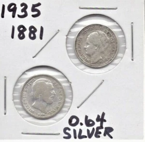 (2) Netherlands Silver Coins 10 Cents 1935 And 1881 As Pictured 0.64 silver - Picture 1 of 6