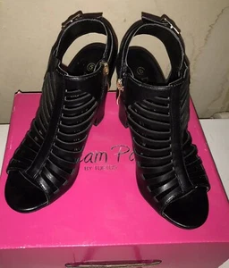 DREAM PAIRS Sandalias para mujer Mumbai de tacón medio grueso negras pu talla 5 - Imagen 1 de 11