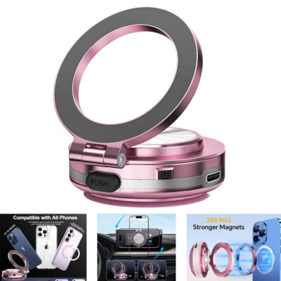 Electric Vacuum Magnet Suction Phone Holder Car Mount For iPhone 16 15 14 13 12 - Image 1 of 4