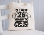 26th Birthday 26th Gifts Tote Bag Cotton Shopping Bag Funny Womens Mens Shopper
