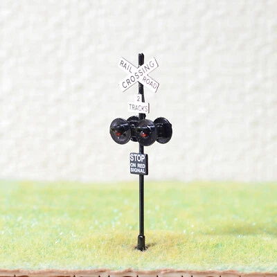 1 x OO / HO scale railroad crossing signal LED made 4 target faces black #2BL4X - Image 1 of 4