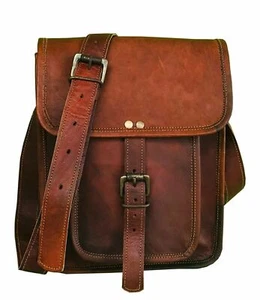 Genuine Vintage Leather Satchel Messenger Laptop Briefcase I-Pad Laptop Bag - Picture 1 of 3