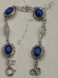 Bracciale Vintage Star Zaffiro O Blu Lindy Star AMCO 14K GB - Foto 1 di 7