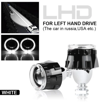 2.5" Bi Xenon HID Projector lens Hi-Lo LED White Angel Eyes Headlight Retrofit - Image 1 of 4