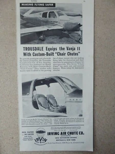 6/1948 PUB IRVING CHAIR CHUTE BEECHCRAFT BONANZA VANJA TROUSDALE LOS ANGELES AD - Bild 1 von 1