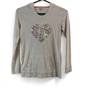 Falls Creek L 10/12 Long Sleeve Hoodie With Sequin Heart Design & Front Pocket - Picture 1 of 7