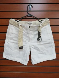 Abercrombie & Fitch White Short Pants For Men With Beige belt Size 30 Free Ship! - Picture 1 of 3