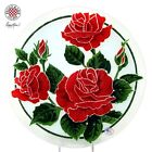 Peggy Karr RED ROSES 11.25" Round Plate Floral Flower Fused Glass