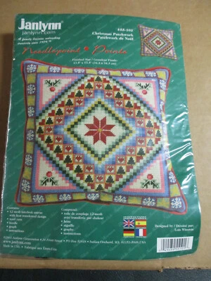 Janlynn Needlepoint Kit 2001 Navidad Patchwork Almohada 13.5" Cuadrado Sellado Foto 1 de 3