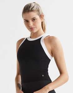 Womens New Lilybod Harmony Ribbed Tank Size XS Black & White - Picture 1 of 4
