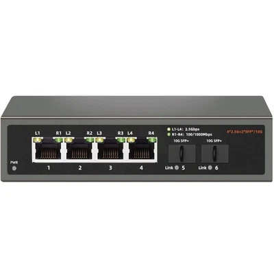 6 Port 2.5G Ethernet 2500Mbps Switch,4X 2.5GBASE-T Ports,2X 10G SFP+, 60Gbps... - Image 1 of 4