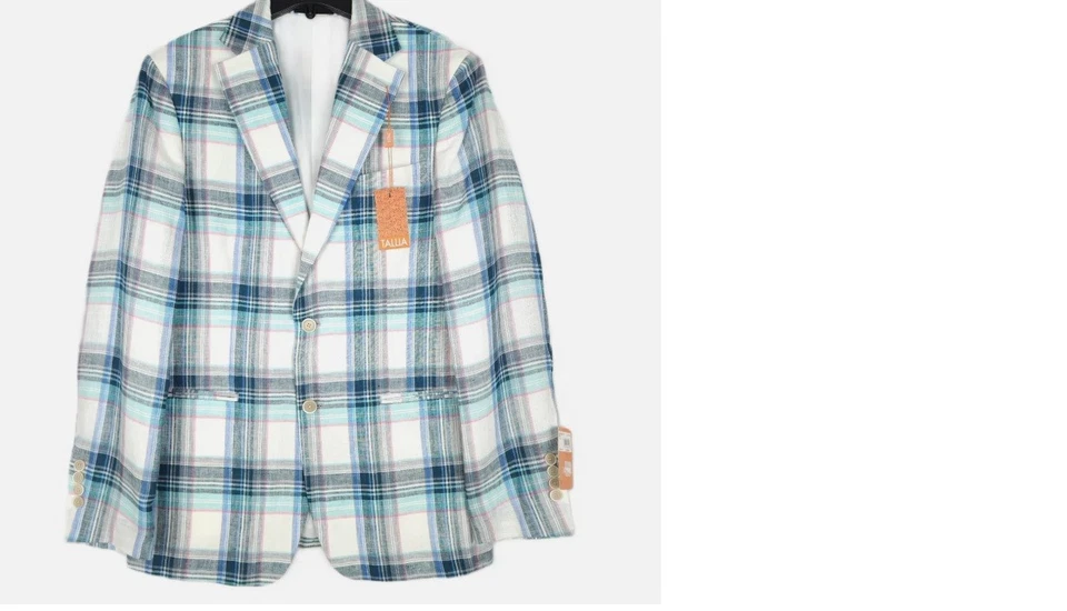 Tallia Men's Men's Slim-Fit Multicolor Plaid Blazer (44L, Blue Multi) - Image 1 of 1