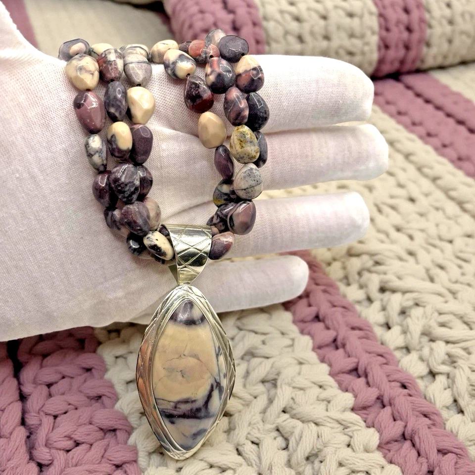 NUEVO Colgante Jay King DTR 925 Ópalo Dendrítico Esterlina con Collar de Cuentas de 3 Hilos Foto 1 de 4