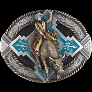 New Bull Rider Cowboy Rodeo Western Roughstock Arena USA Vintage Belt Buckle - Picture 1 of 3