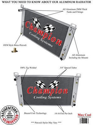 Discount Champion 2 Row All Aluminum Radiator for 1999 - 2006 GMC Sierra 1500 — 第 1/4 张图片