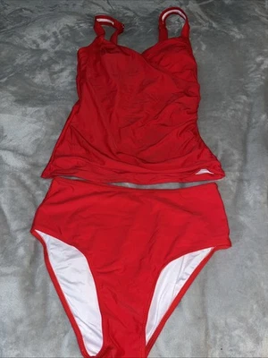 Tankini Set Mujer Pequeño Rojo Halter Natación Set Nuevo Foto 1 de 4