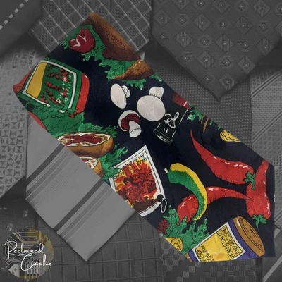 Corbata en punta de chef Designs by A Rogers azul marino alimentos verduras novedad Foto 1 de 4