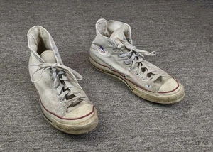 Vintage 1950s Converse Basketball Blue Label Chuck Taylors White Men's Size 10.5 - Picture 1 of 9