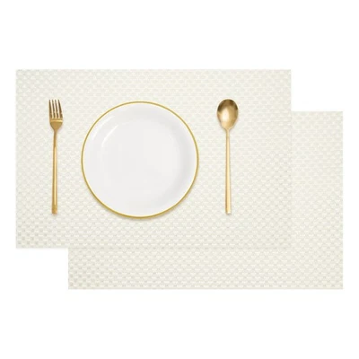 Manteles individuales lavables tejidos resistentes al calor de 12x18 pulgadas 8 capas (tono plateado, 2 piezas) Foto 1 de 4