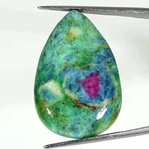 35.80Cts Natural Ruby in Fuchsite Pear Cabochon Loose Gemstone 21x31x5mm - Picture 1 of 5
