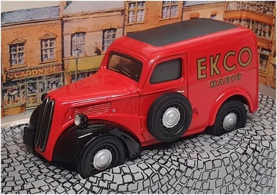 Corgi 1/43 Scale 96866 - Ford Popular Van ( Ekco Radio) Red - REWORKED - Image 1 of 4