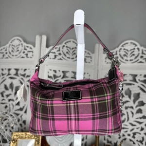 Coach Black and Pink Plaid Mini Bag Y2K - Picture 1 of 7