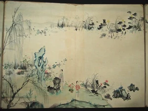 Old Chinese Antique Painting Scroll Album About "Cai Lian Tu" By Tang Yin - Picture 1 of 16