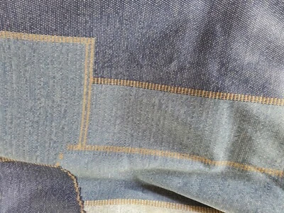 Patchwork Blue Denin Print Synthetic Fabric 63"x120" 3.3 Yards Polyester? - Image 1 of 4