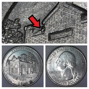 2016-P Harpers Ferry Gebäude Stempel Chip Fehler/Sorte Cir Washington ATB Viertel - Bild 1 von 4
