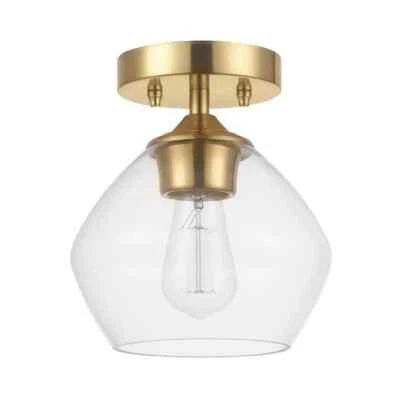 Globe Electric Harrow 8英寸 1光哑光黄铜半冲洗吊灯 — 第 1/4 张图片