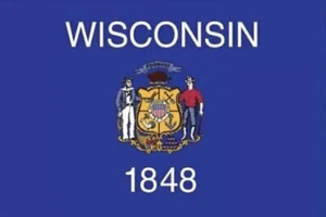 Valley Forge, Wisconsin State Flag, Nylon, 3' x 5', 100% Made in USA, Canvas ... - Picture 1 of 2