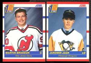 Lot x2 1990 Score Martin Brodeur Jaromir Jagr First Round Draft Choice HOF - Picture 1 of 2