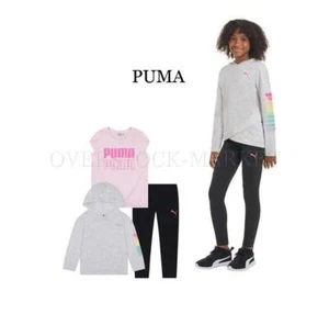 NEW GIRLS PUMA 3 PIECE ACTIVE SET LIGHTWEIGHT HOODIE,TEE & LEGGING PANT VARIETY! - Picture 1 of 2