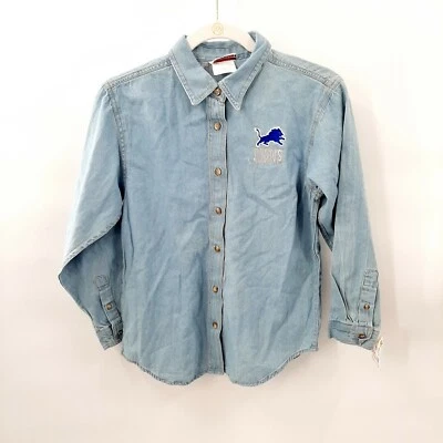 NWT Brandon Vintage Kids Light wash Denim Lions Button Down Shirt In Size Large. - Image 1 of 4