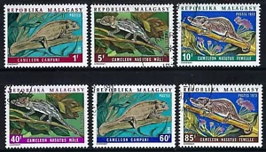 Malagasy/Madagascar 1973 6v. Chameleons • Reptiles • Animals • Fauna - Picture 1 of 3