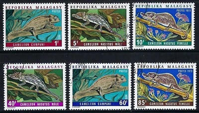 Malagasy/Madagascar 1973 6v. Chameleons • Reptiles • Animals • Fauna - Image 1 of 3